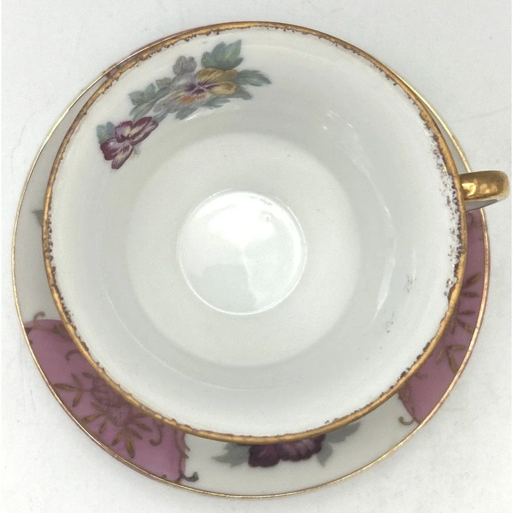 Vintage‎ Hand-Painted Floral Porcelain Teacup & 4 3/4